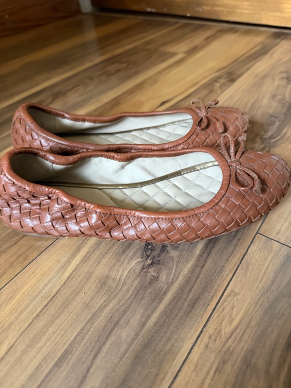 J. McLaughlin Tan Woven Leather Ballet Flats - Picture 8 of 9